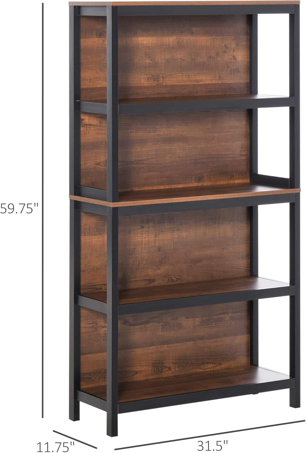 4 Tier Bookshelf Utility Organizer with Back Support and Anti-Topple Design