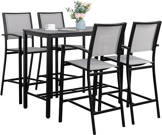 All Weather Textile Fabric Outdoor High Stool Bistro Set