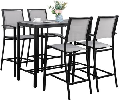 All Weather Textile Fabric Outdoor High Stool Bistro Set