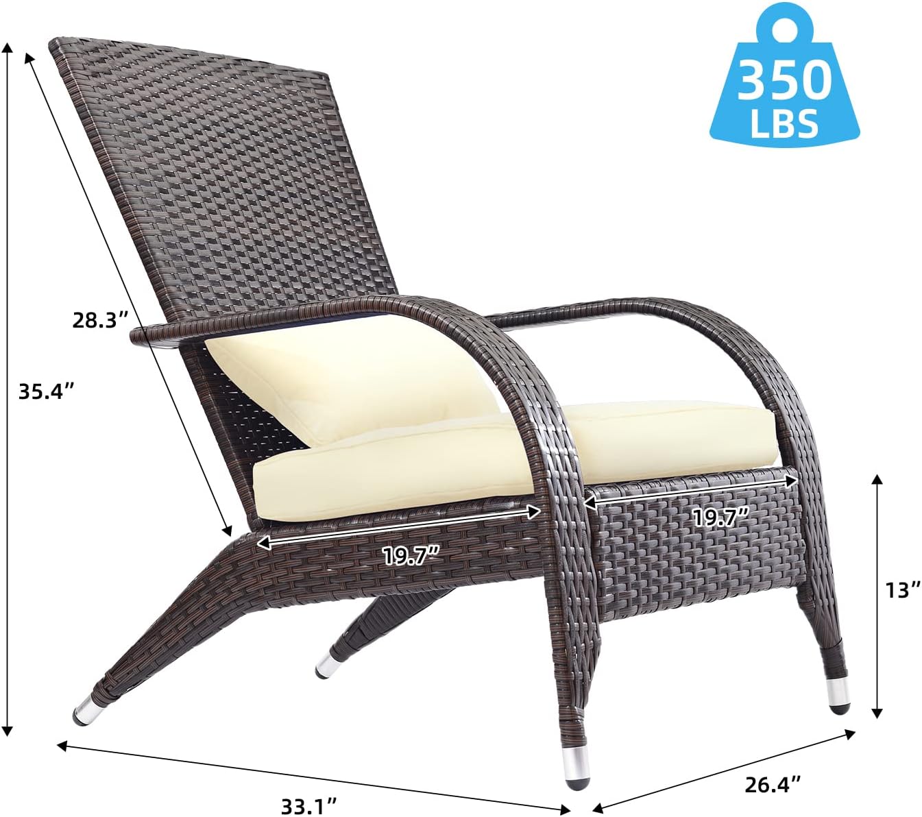 Adirondack Chairs Set 2 Outdoor Wicker Rattan Fire Pit Chairs