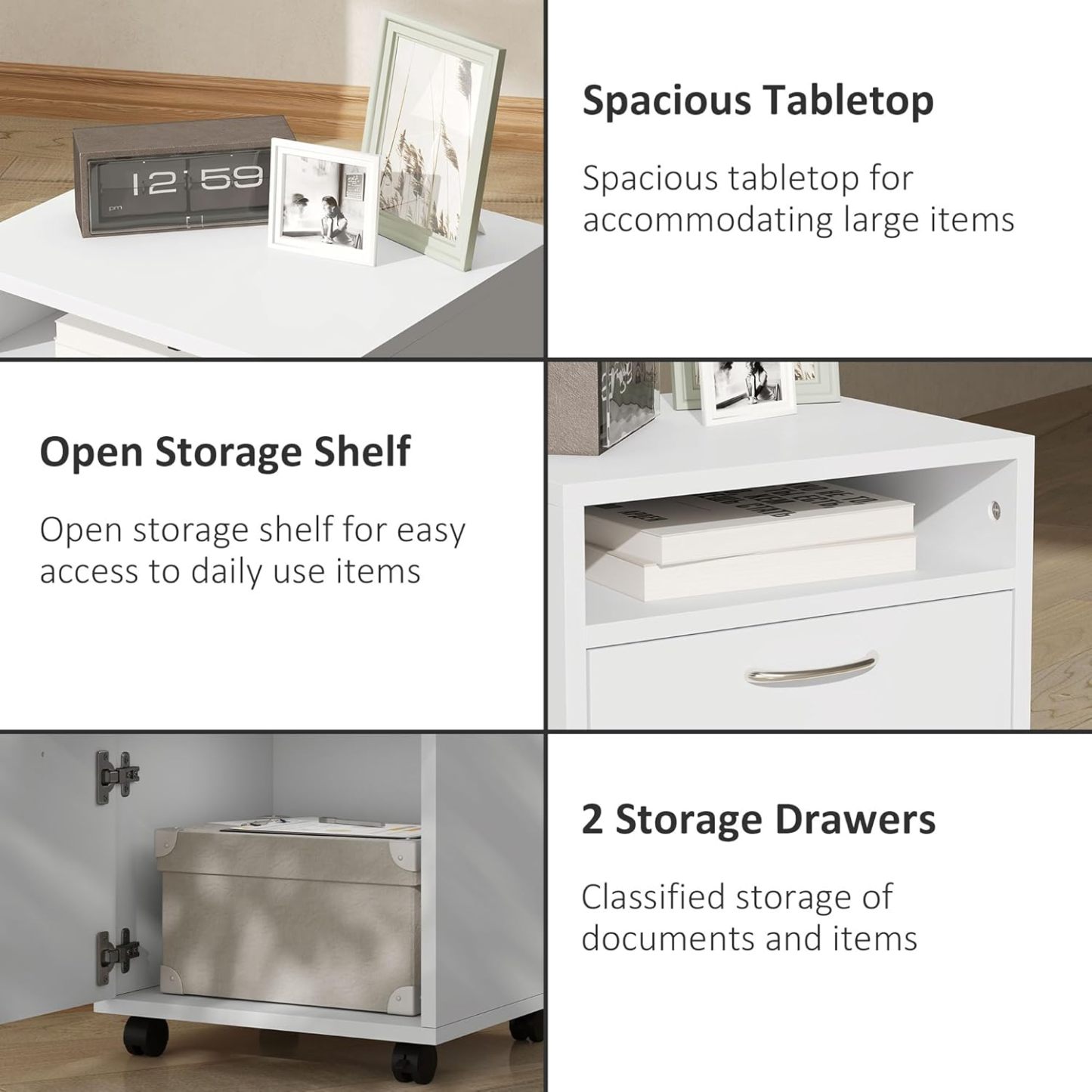 Mobile Storage Cabinet Organizer with Drawer and Cabinet