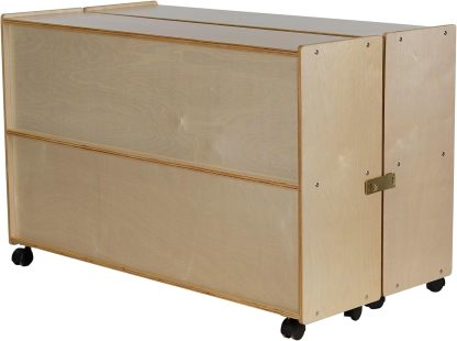 Birch Wood Folding Bookcase with Casters, Toy Organizer