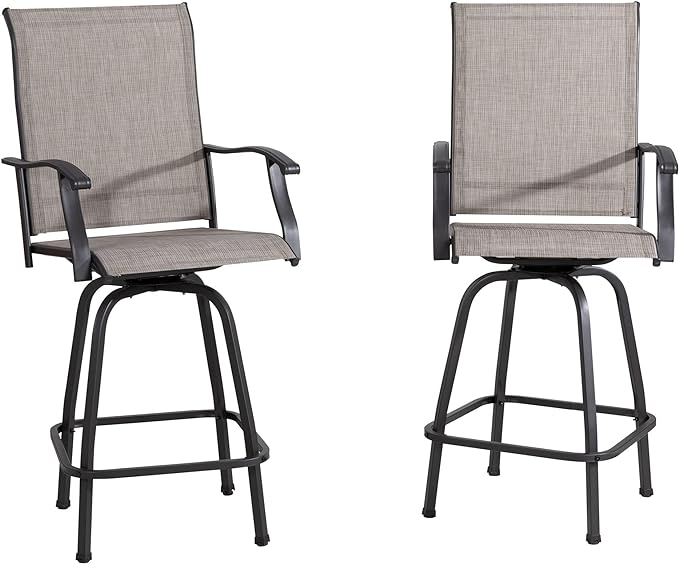 2 Piece Patio Swivel Bar Stools, Outdoor Height Bar Patio Stools& Bar Chairs Set of 2