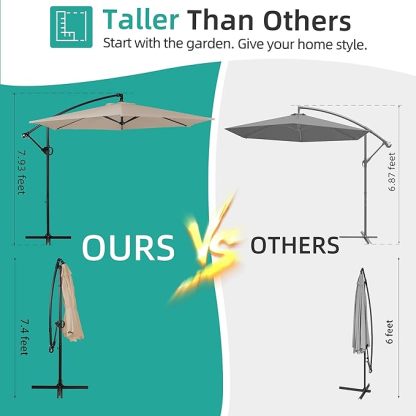 Patio Offset Umbrella with Easy Tilt Adjustment,Crank and Cross Base