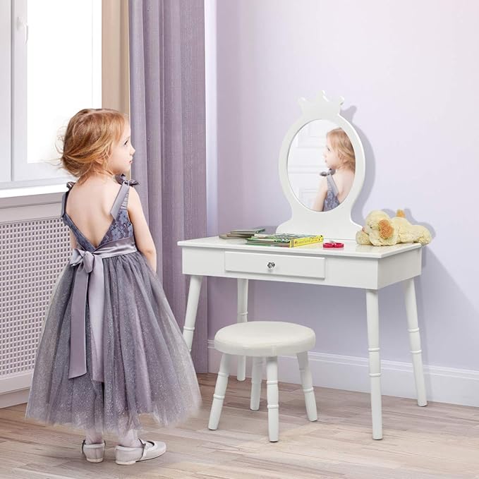 Crown Shape Princess Makeup Dressing Table and Chair Set