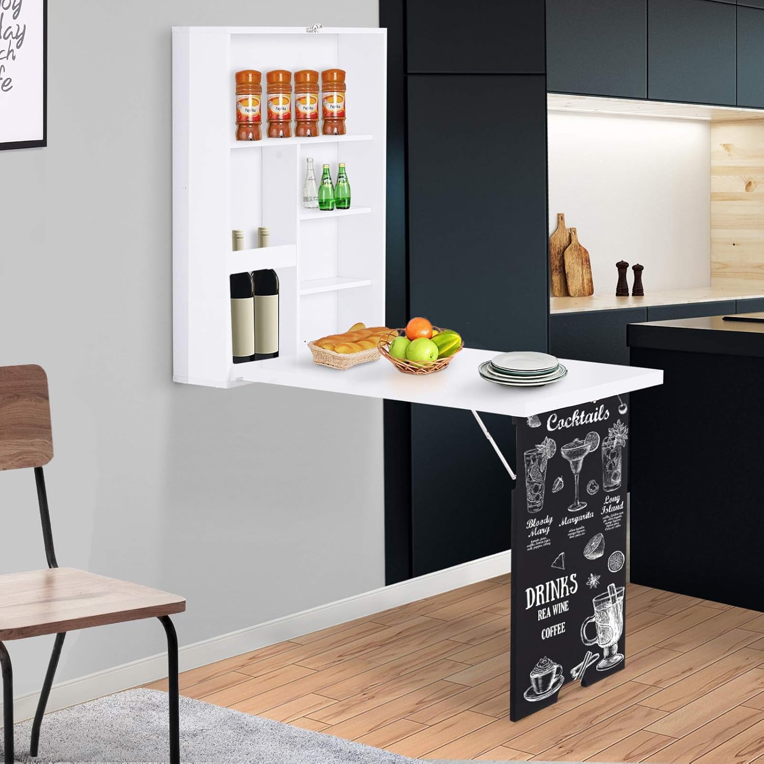 37.2"D x 23.6"W x 57.87"H Fold Out Convertible Floating Desk with Shelves