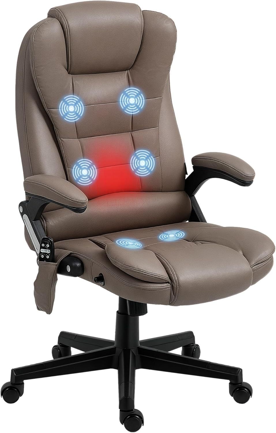 6 Point Vibrating Massage Office Chair with Heat, Microfiber High Back Executive Office Chair with Reclining Backrest