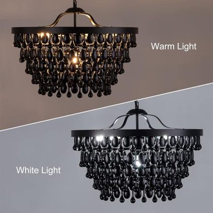 Black Crystal Chandelier Farmhouse Crystal Light Fixture Hanging Modern Ceiling Light for Dining Room Chandeliers Gothic Decor Lighting