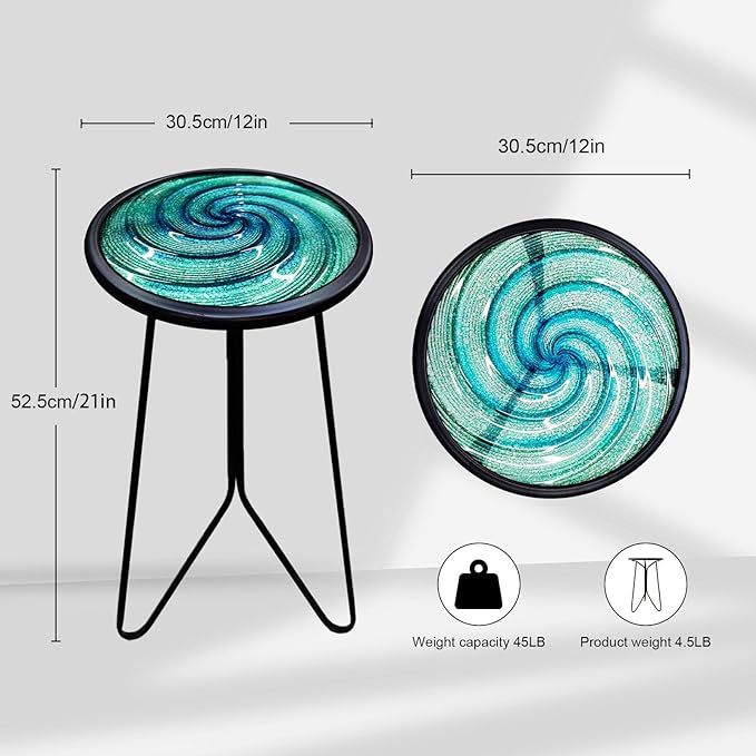 Small Round End Table, Metal Side Table Outdoor