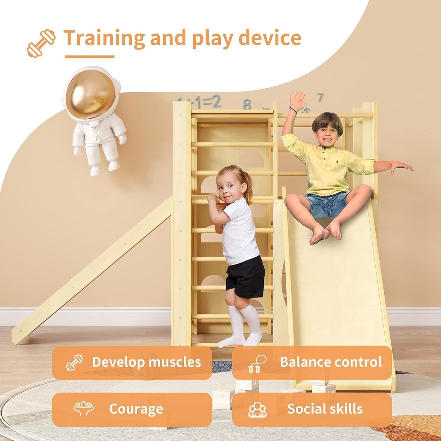 Indoor Jungle Gym, 10 in-1 Climbing Toys for Toddlers 1-3