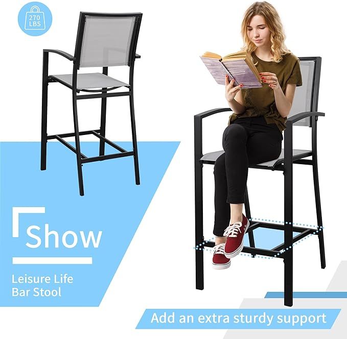 All Weather Textile Fabric Outdoor High Stool Bistro Set