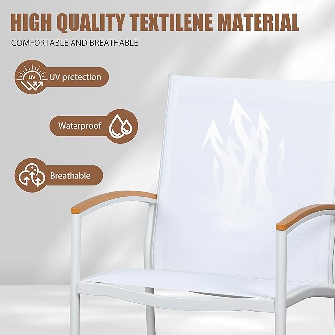 3 Piece Outdoor Rocking Bistro Set, Textilene Fabric Small Outdoor Furniture