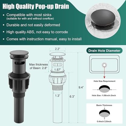 Oil Rubbed Bronze Vessel Sink Bathroom Tall Faucet One Hole Single Handle Basin Mixer Tap Lavatory Vanity Brass Pop Up Drain Included Deck Mount Modern Tall Bathroom Faucet