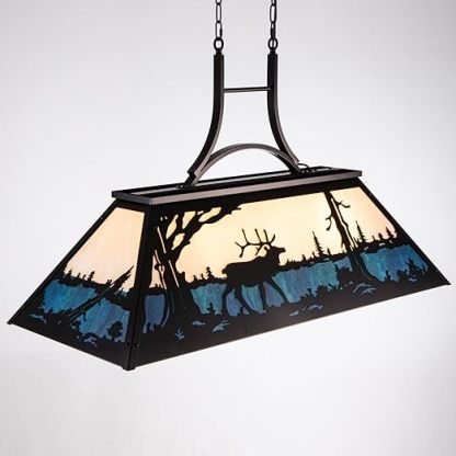 Tiffany Pool Table Light 3 Lights, Rustic Bear Chandelier for Kitchen Island, Cabin, Billiards Table Lamp