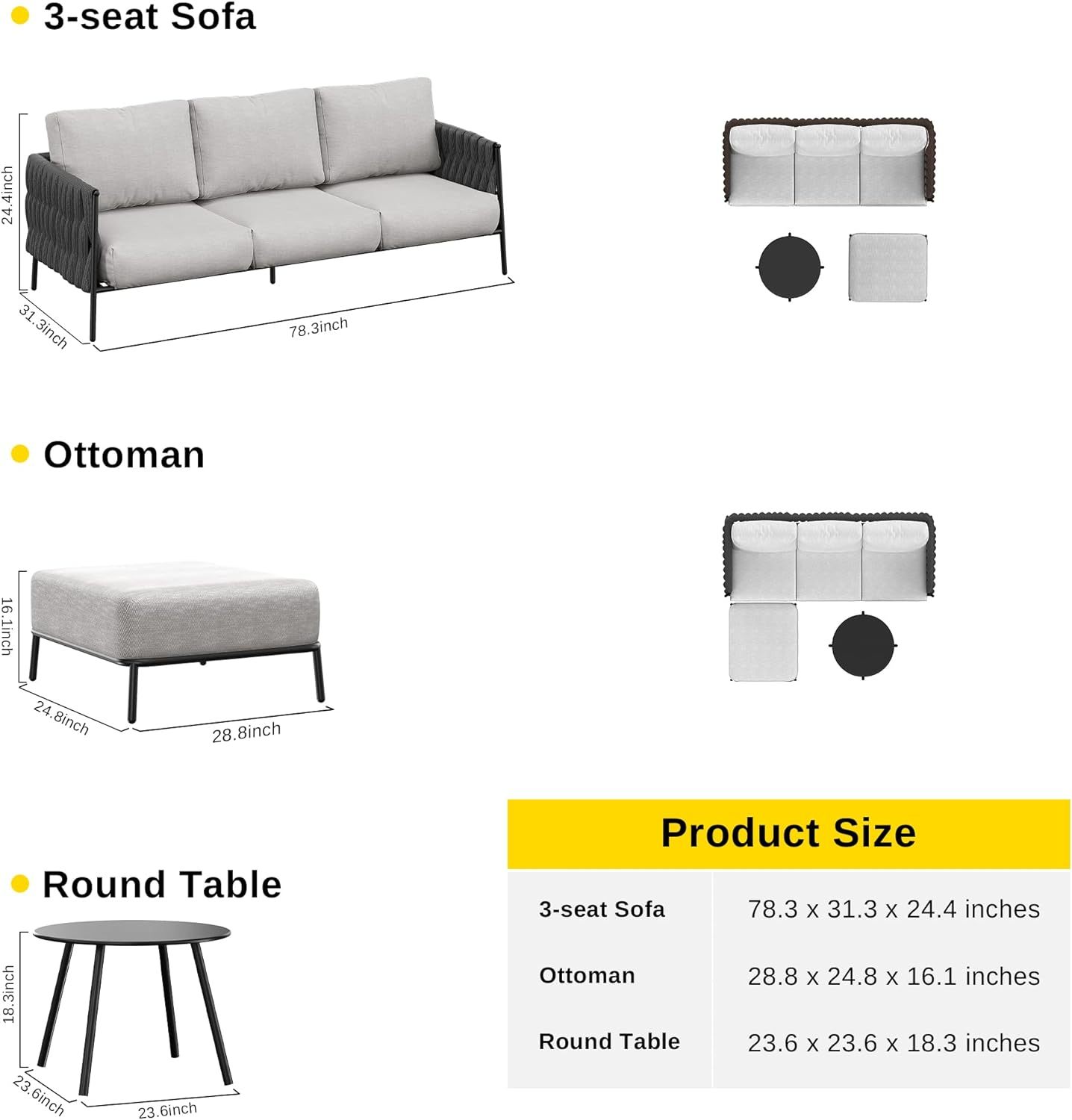 Patio Furniture Set, Outdoor Furniture Sectional Sofa Set