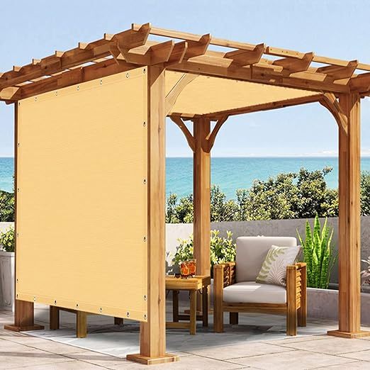 Durable 8x12 FT Outdoor Sun Shade Cloth 95% UV Protection Pergola Shade Cover HDPE Material Breathable Shade Fabric with Grommets for Patio Porch Pergola,Sand(We Customized)