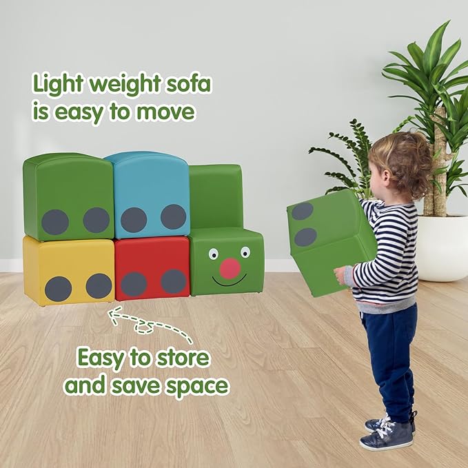 5 Pieces Sectional Children Couch, Colourful Daycare Furniture