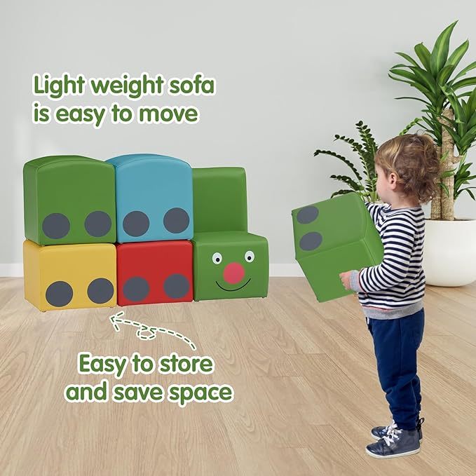 5 Pieces Sectional Children Couch, Colourful Daycare Furniture