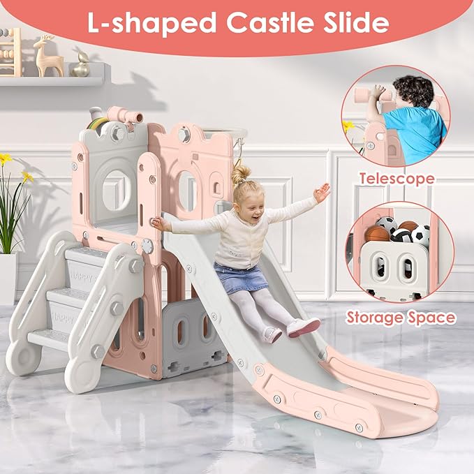 7 in 1 Toddler Slide, L-Shaped Kids Slide for Toddlers Age 1+