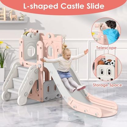 7 in 1 Toddler Slide, L-Shaped Kids Slide for Toddlers Age 1+