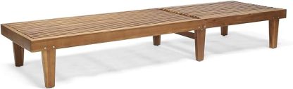 Outdoor Wooden Chaise Lounge (Set of 2), Teak Finish