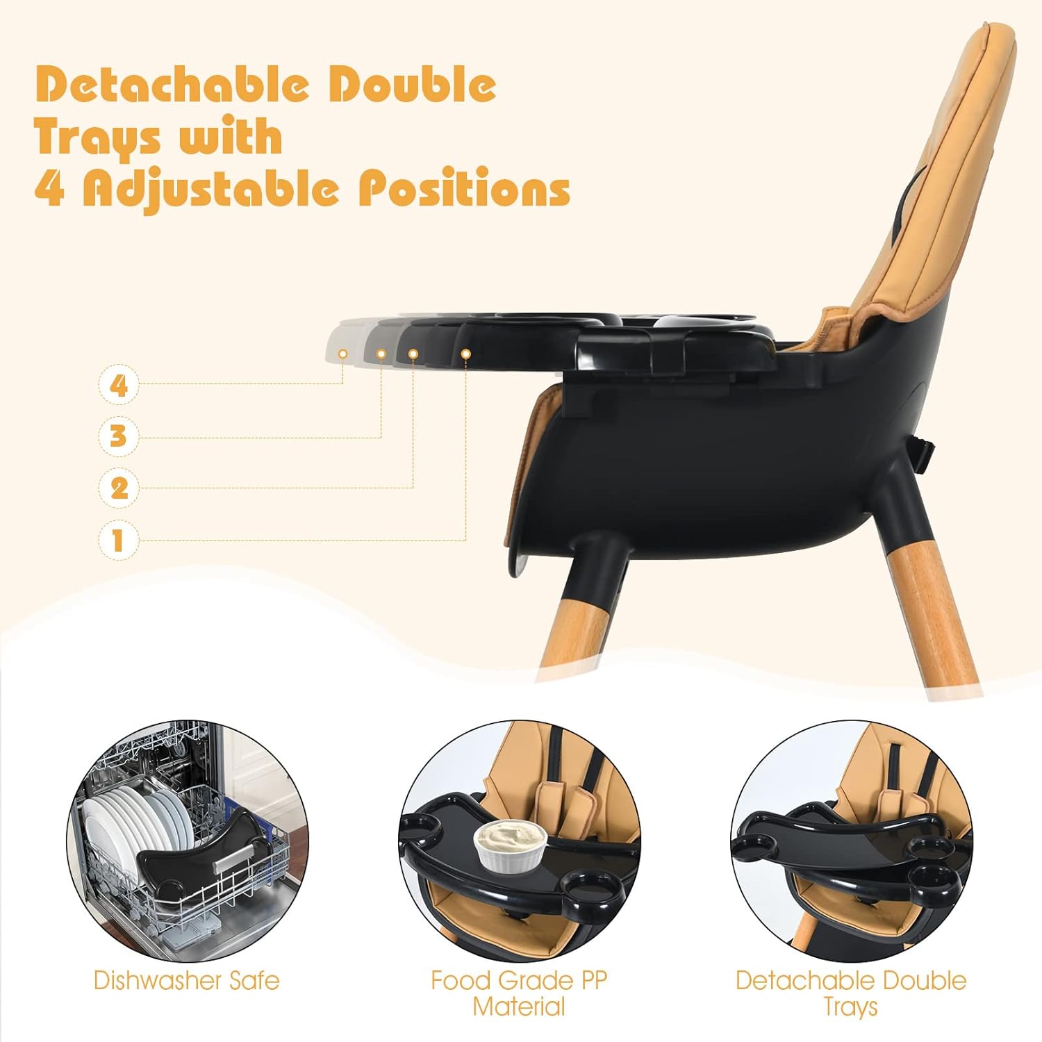 5-in-1 Convertible Wooden Highchair for Babies and Toddlers/Table and Chair Set