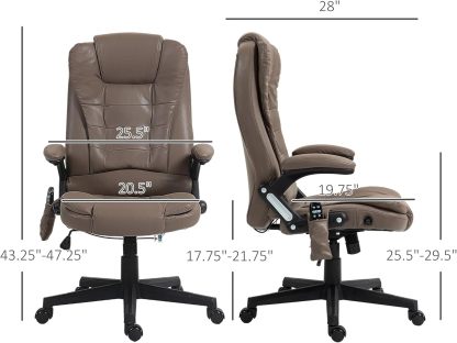 6 Point Vibrating Massage Office Chair with Heat, Microfiber High Back Executive Office Chair with Reclining Backrest