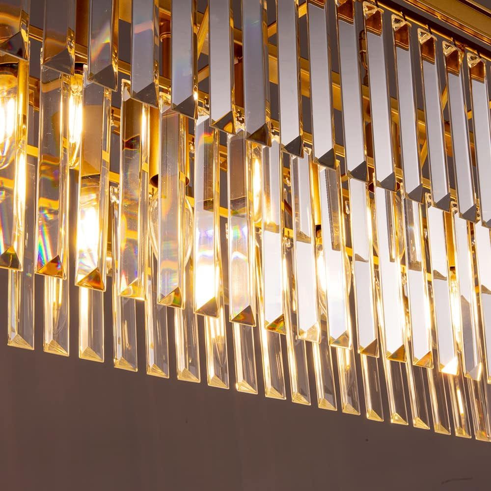 9-Light Crystal Chandelier 34.5 inch, Contemporary Modern Chandeliers Adjustable for Living Room