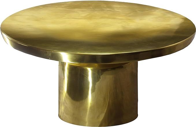 31-Inch Modern Classic Round Metal Coffee Table with Pedestal Base