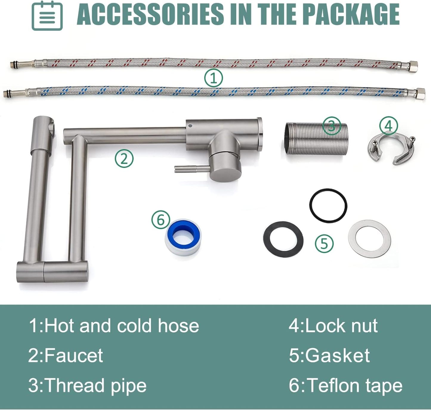 Brushed Nickel Pot Filler Faucet Deck Mounted Single Handle Double Joints Free Rotating Modern Pot Filler Deck Mounted Countertop Retractable Commercial Kitchen Sink Faucet Stainless Steel