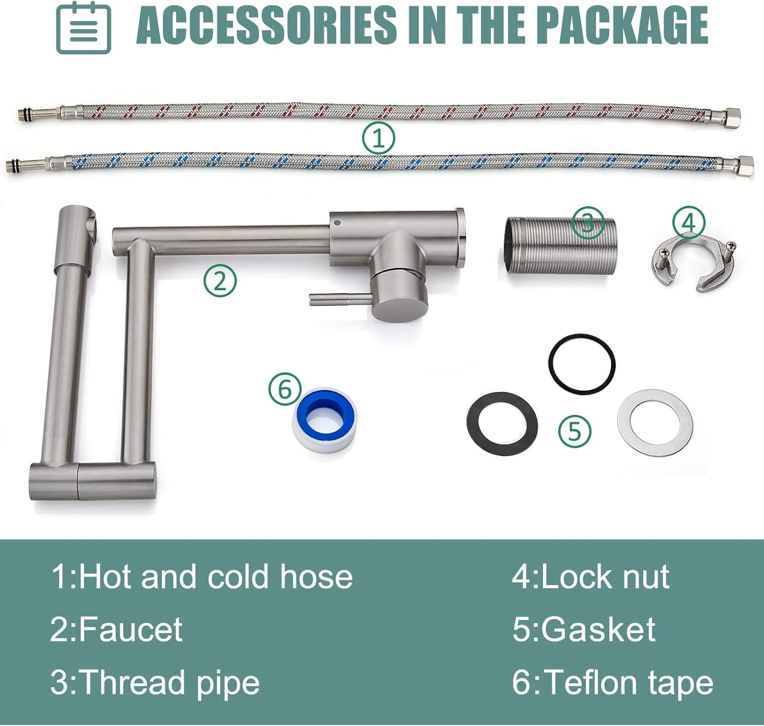 Brushed Nickel Pot Filler Faucet Deck Mounted Single Handle Double Joints Free Rotating Modern Pot Filler Deck Mounted Countertop Retractable Commercial Kitchen Sink Faucet Stainless Steel