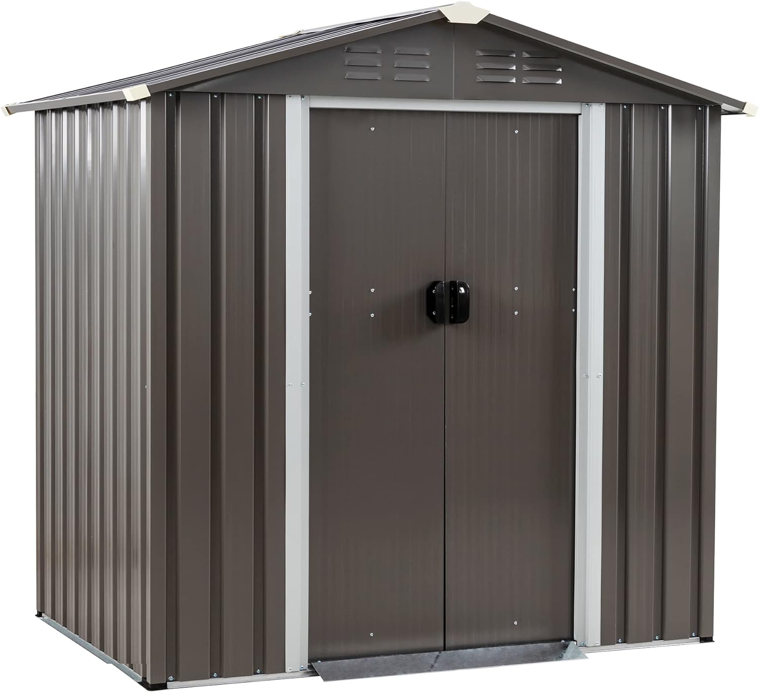 6X4 FT Outdoor Storage Shed, Waterproof Metal Garden Sheds with Lockable Double Door