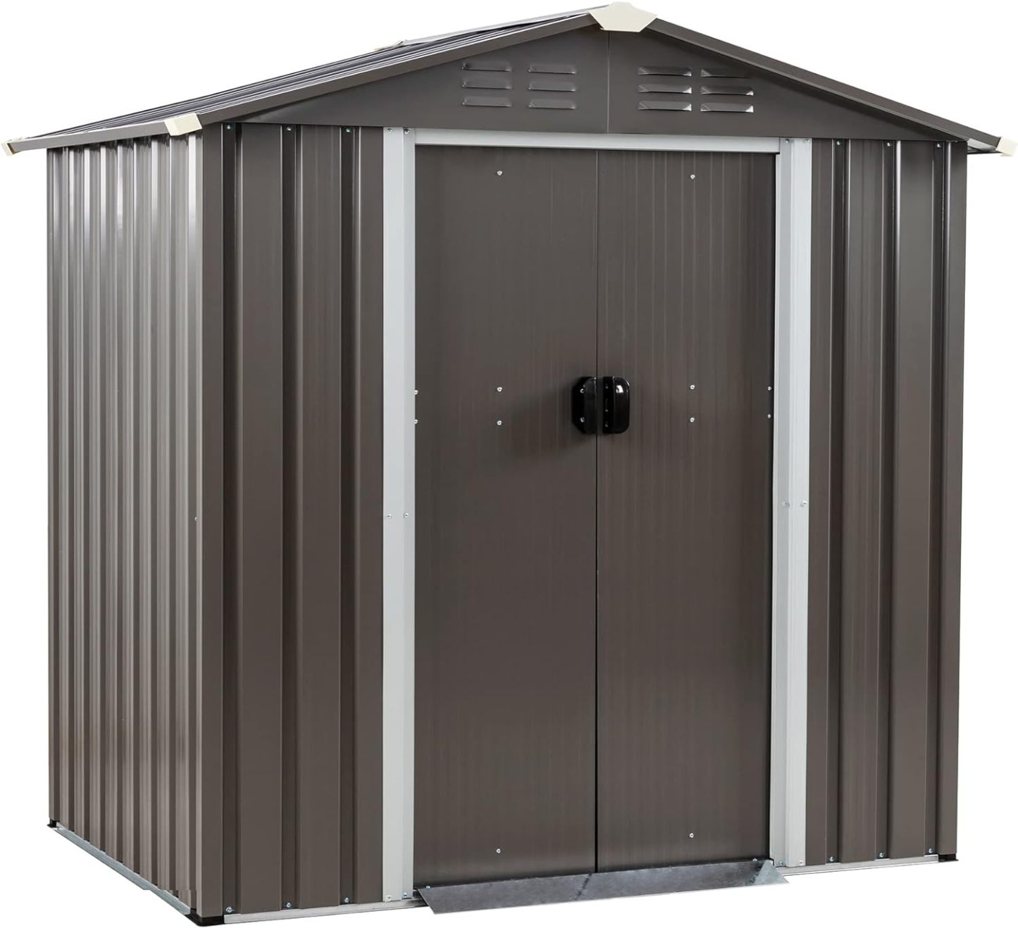 6X4 FT Outdoor Storage Shed, Waterproof Metal Garden Sheds with Lockable Double Door