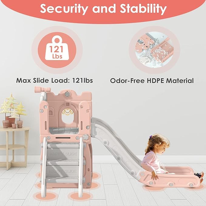 7 in 1 Toddler Slide, L-Shaped Kids Slide for Toddlers Age 1+