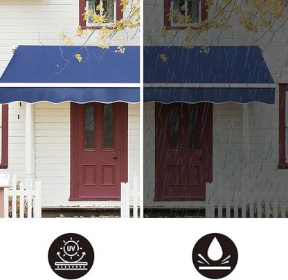 9.8'x8.2' Patio Awning Retractable Awning Cover Sunshade Shelter Outdoor Canopy with Crank Handle and Water-Resistant Polyester for Courtyard, Balcony, Shop, Restaurant, Cafe, Deck