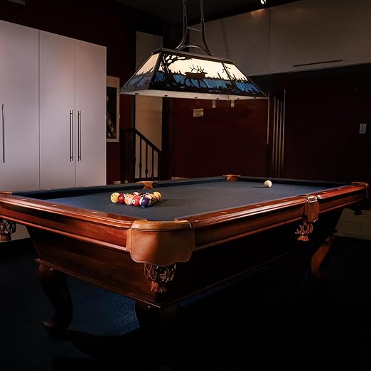 Tiffany Pool Table Light 3 Lights, Rustic Bear Chandelier for Kitchen Island, Cabin, Billiards Table Lamp
