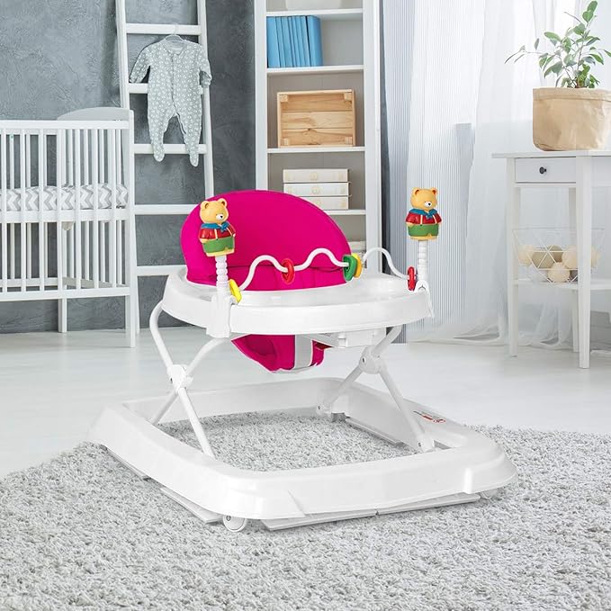 Baby Walker, Foldable Push Learning Walker Toy-Seated & Walk-Behind with Wheels