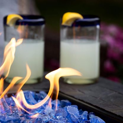 30 Inch Square 30,000 BTU Outdoor Propane Gas Patio Fire Table with Blue Fire Glass and Protective Cover