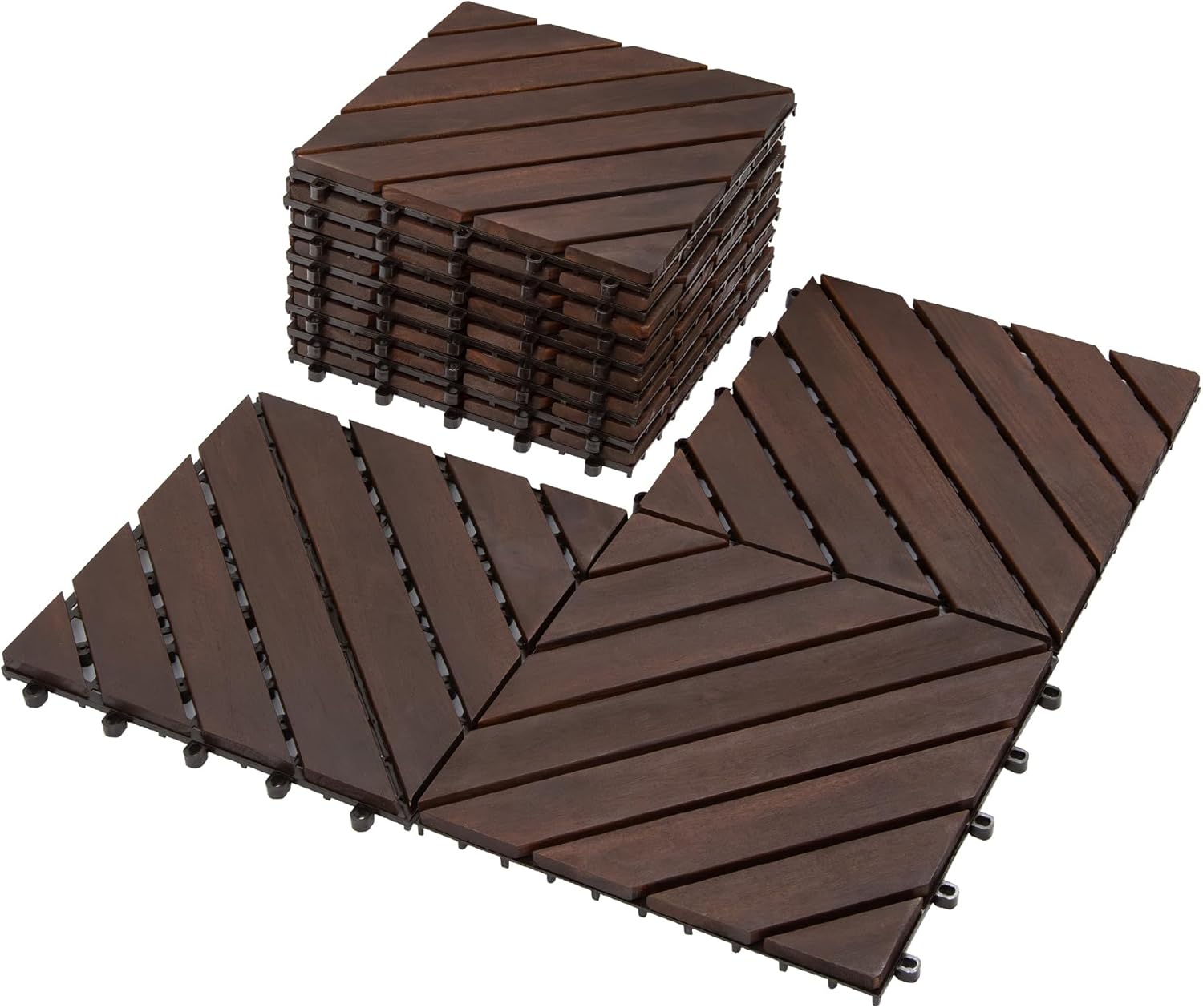 12''x12''0.94" Artificial Grass with Acacia Wood Deck Tiles 