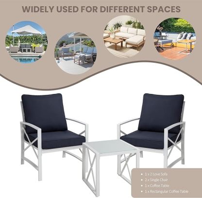  Modern Outdoor Metal Chair Conversation Furniture Set with Coffee Table for Patio