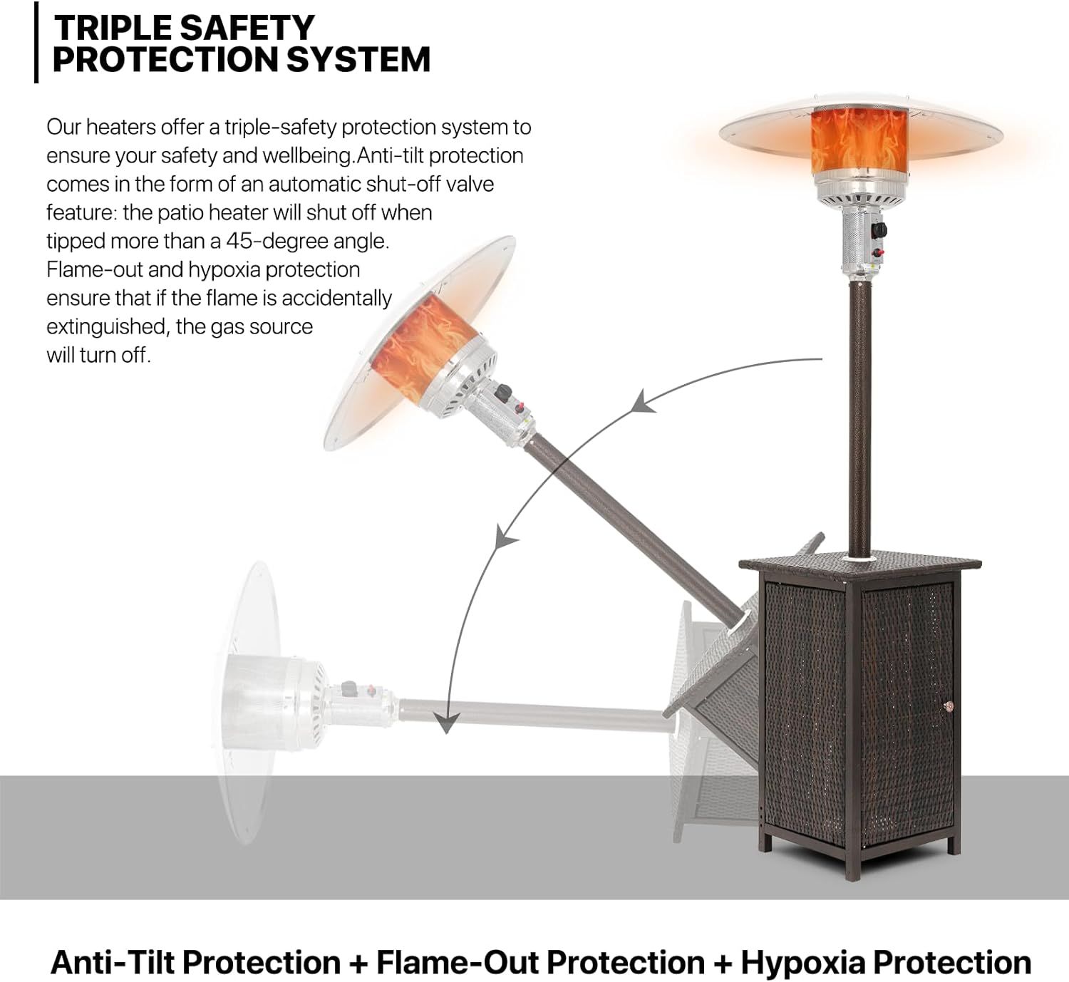 48000 BTU Propane Patio Heater with Stainless Steel Burner Outdoor Patio Heater for Commercial Use, Residential, Garden, Backyard, Porch, Deck, Balcony (Brown)