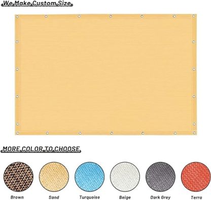 Durable 8x12 FT Outdoor Sun Shade Cloth 95% UV Protection Pergola Shade Cover HDPE Material Breathable Shade Fabric with Grommets for Patio Porch Pergola,Sand(We Customized)