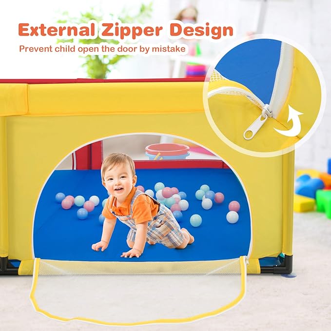 Extra Large Baby Gate Playpen w/ 50 Ocean Balls, No Gaps Infant Safety Gates