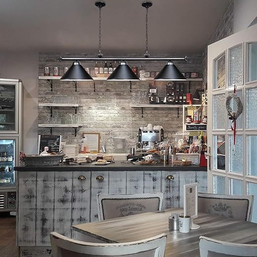 3 Light Pool Table Light, Vintage Retro Kitchen Island Pendant Light with Matte Black Shade, Modern Industrial Chandelier