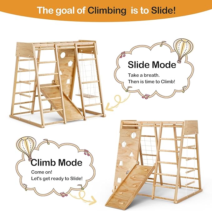 Indoor Jungle Gym for Kids 2-6yrs, Upgraded 8-in-1 Climbing Toy