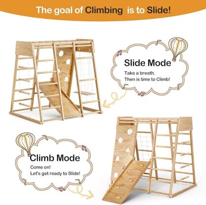 Indoor Jungle Gym for Kids 2-6yrs, Upgraded 8-in-1 Climbing Toy