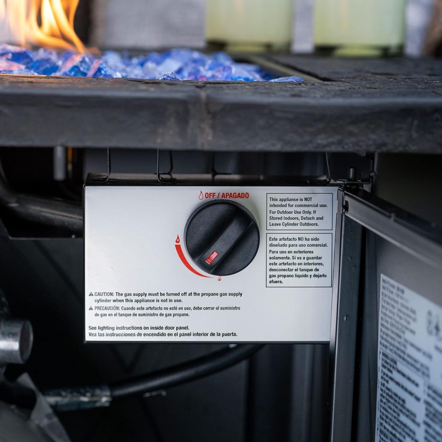 30 Inch Square 30,000 BTU Outdoor Propane Gas Patio Fire Table with Blue Fire Glass and Protective Cover