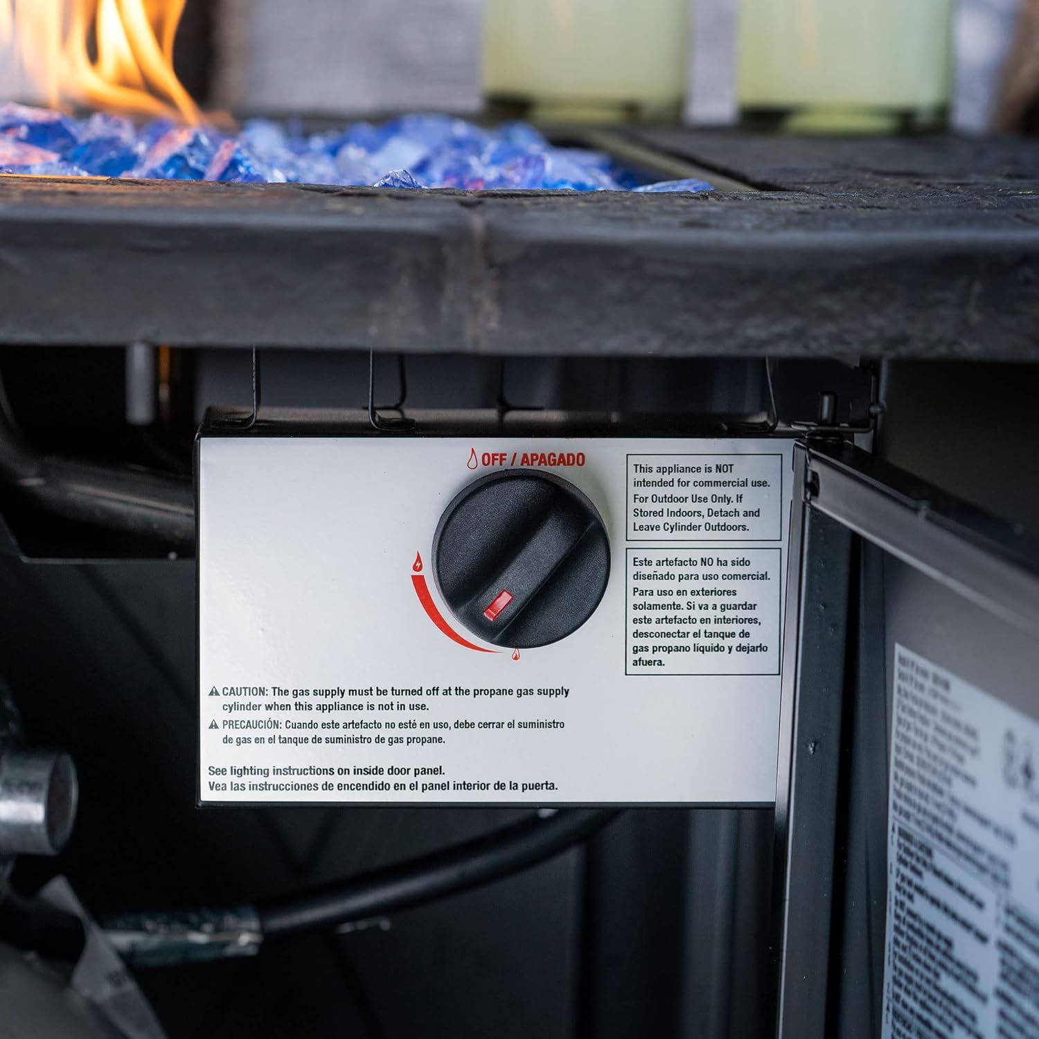 30 Inch Square 30,000 BTU Outdoor Propane Gas Patio Fire Table with Blue Fire Glass and Protective Cover