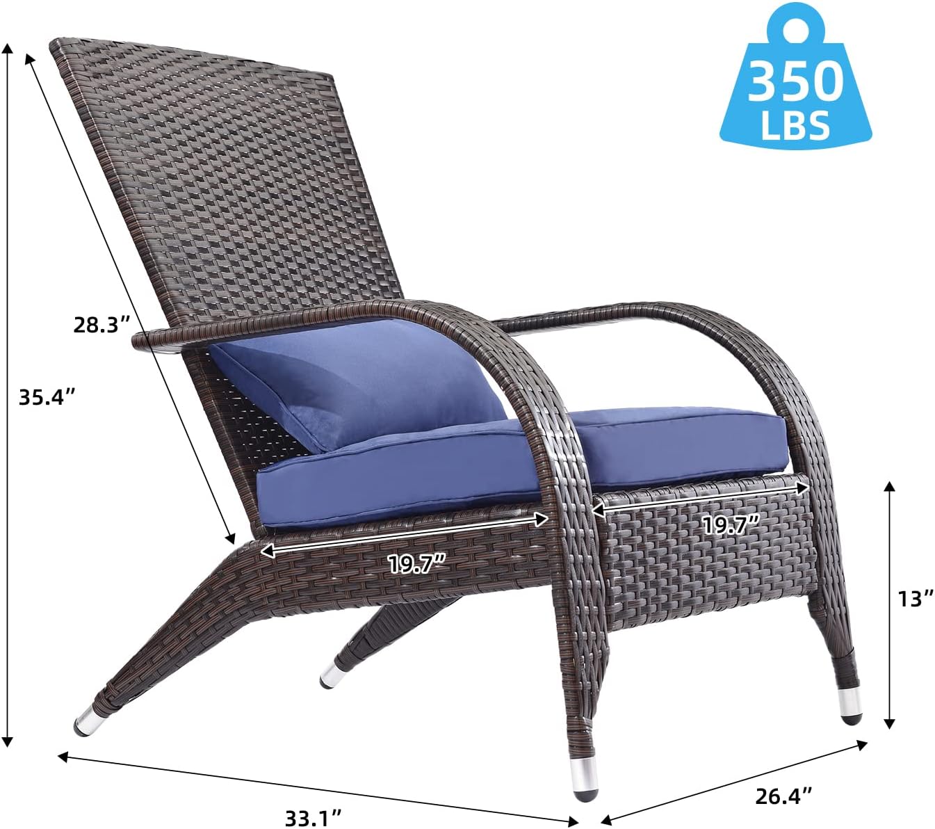 Outdoor Wicker Adirondack Chairs Set 2 Rattan Fire Pit Chairs