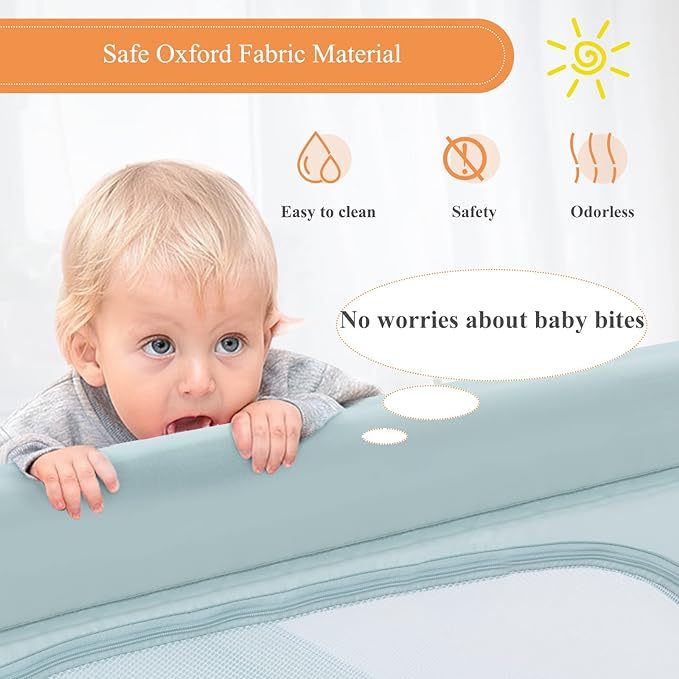Extra Large Baby Gate Playpen w/ 50 Ocean Balls, No Gaps Infant Safety Gates with Breathable Mesh